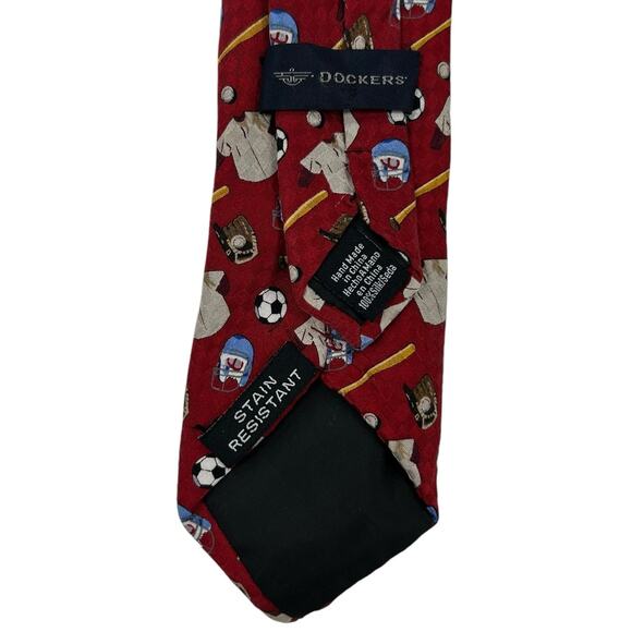 Dockers Y2K Boys Red Multicolor Sport Themed Stain Resistant Clip On Tie - Picture 6 of 7
